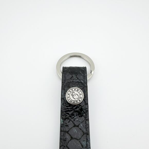 Graphic Image Keychain Strap Black Faux Snakeskin‎ Pattern with Logo Accent - Picture 3 of 10